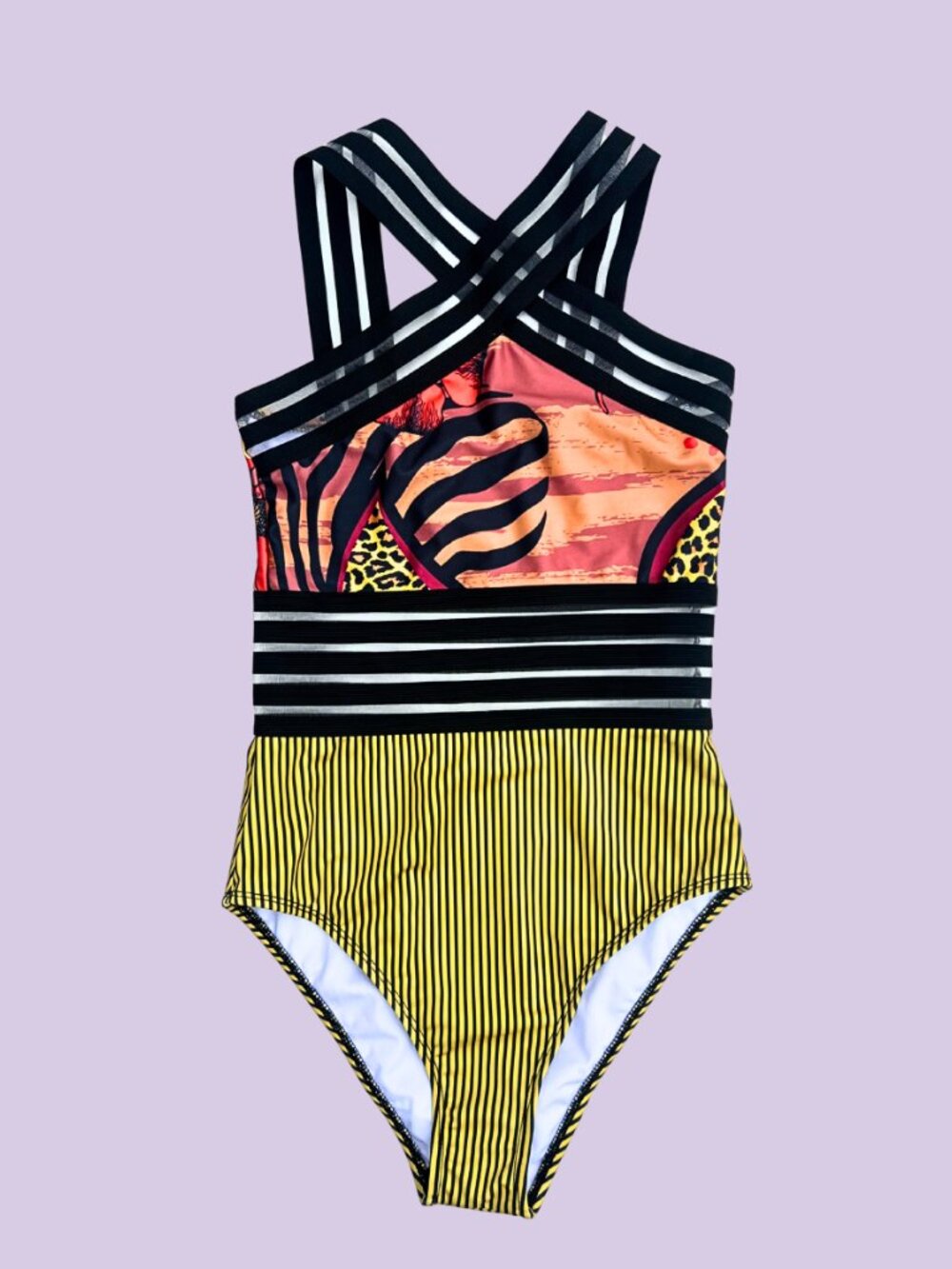 Aerie Striped One-Piece Swimsuit in Yellow & Black Size XS Like **